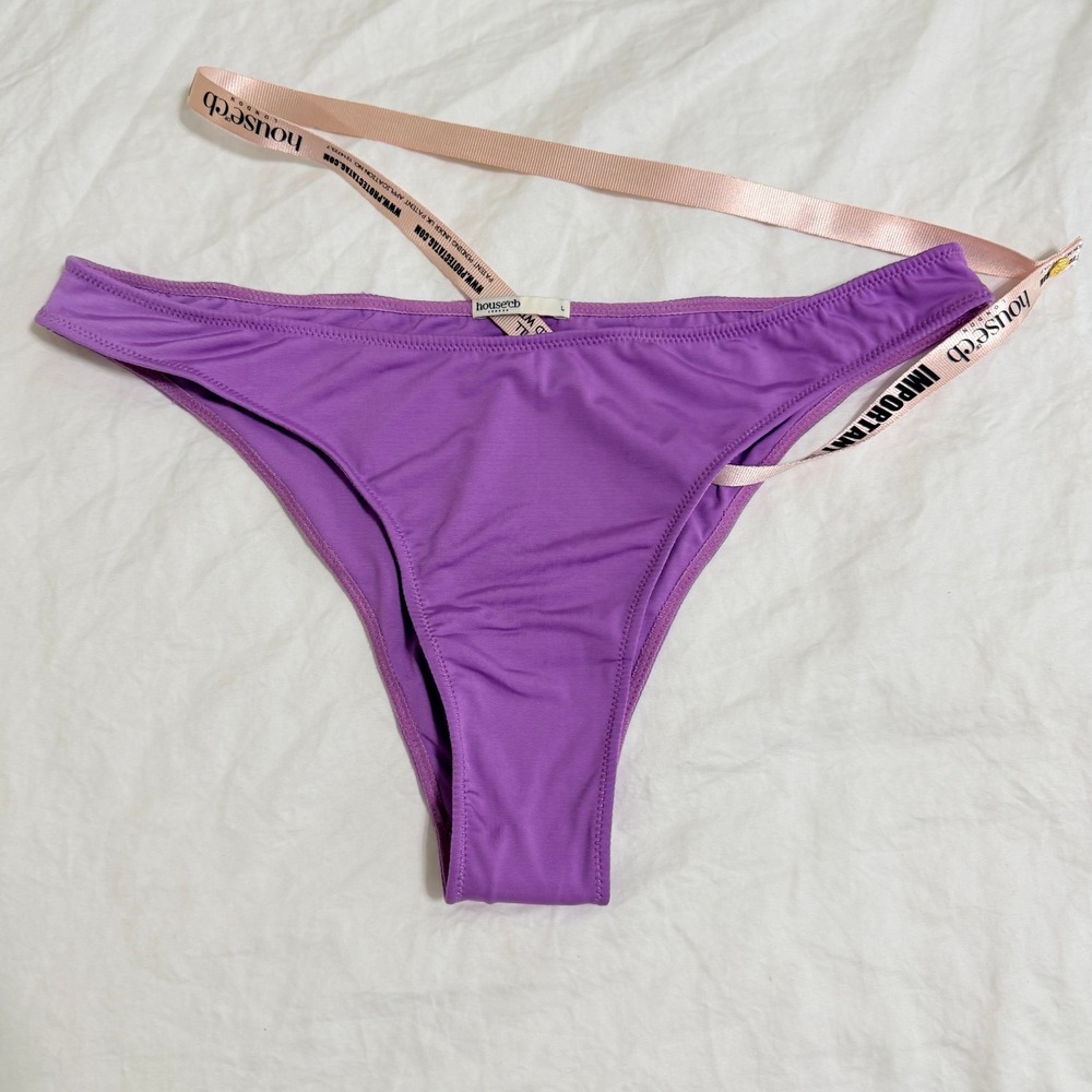 House of CB Purple Bikini Bottoms Size Large‎ L High Leg Cheeky Swimwear NWOT